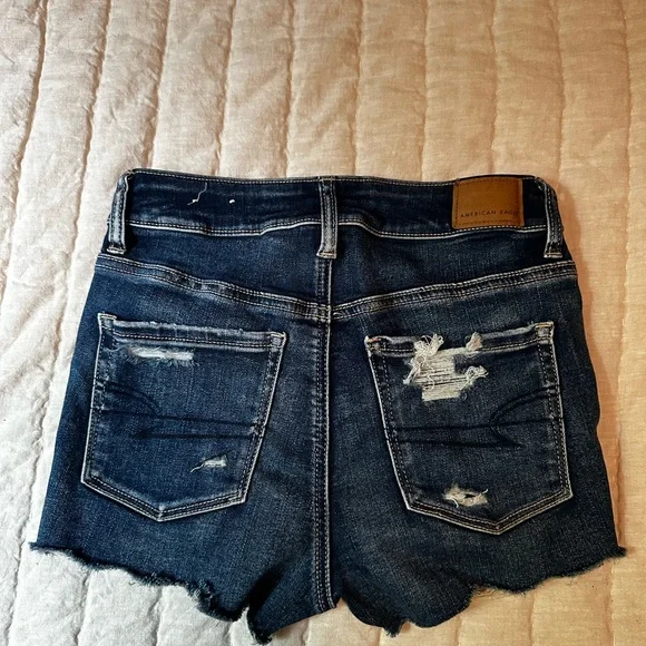 American Eagle Outfitters Women's Distressed Denim Shorts - Blue - Picture 2 of 4
